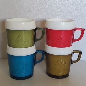 🔥 SOLD Set of 4 Vintage Double walled mugs